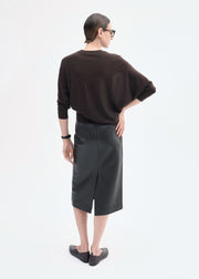 Midi Pencil Skirt in Leather - Chocolate - CO Collections